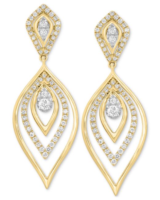 Effy Metallic Effy Diamond Navette Multi-layer Drop Earrings (7/8 Ct. T.w.