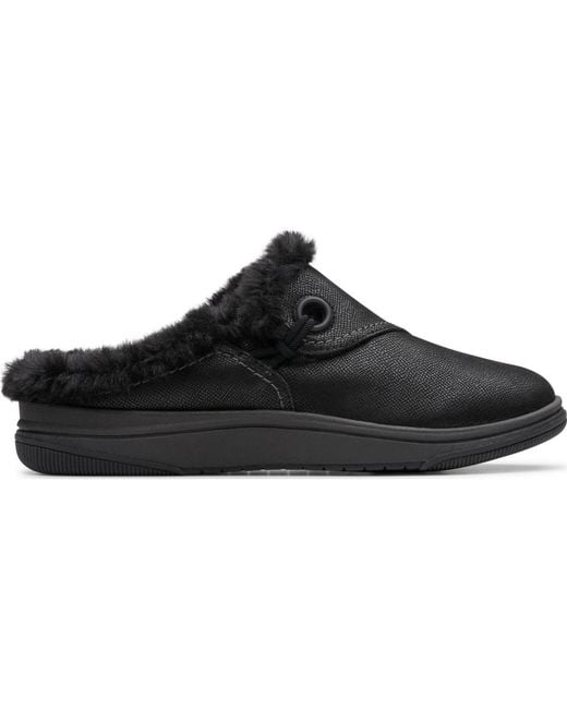 Clarks Black Cloudsteppers Breeze Myth Round Toe Mules