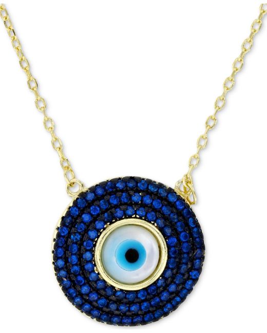 Macy's Cubic Zirconia & Enamel Evil Eye Pendant Necklace in Blue Lyst