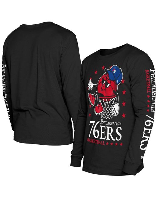KTZ Black Philadelphia 76ers Old School Sport Long Sleeve T-shirt for men
