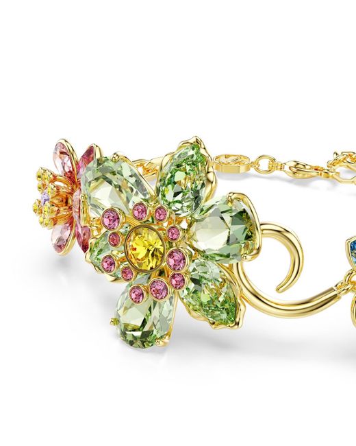 Swarovski White Idyllia Mixed Cuts Flower Ed Gold-tone Plated Bracelet