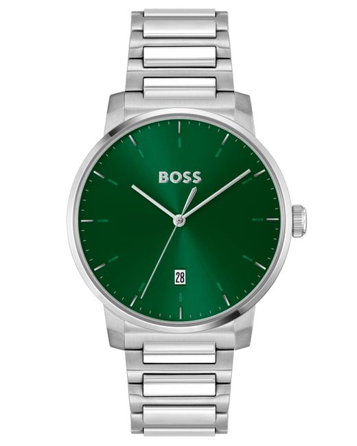Boss Green Boss Dean Quartz Basic Calendar Silver-tone Watch 41mm for men