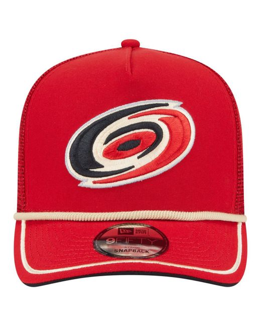 KTZ Red Carolina Hurricanes Vintage Team Rope A-frame 9fifty Snapback Hat for men