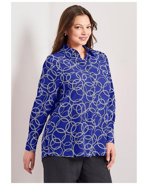 Avenue Blue Plus Size Button Front Blouse