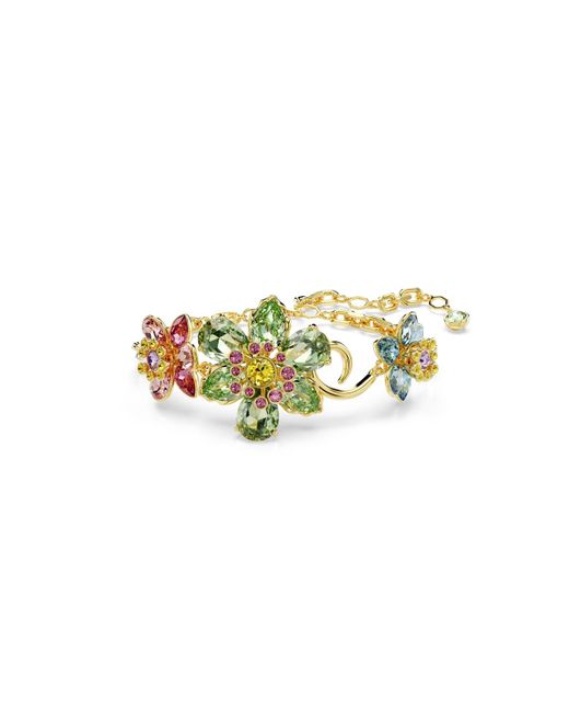 Swarovski White Idyllia Mixed Cuts Flower Ed Gold-tone Plated Bracelet