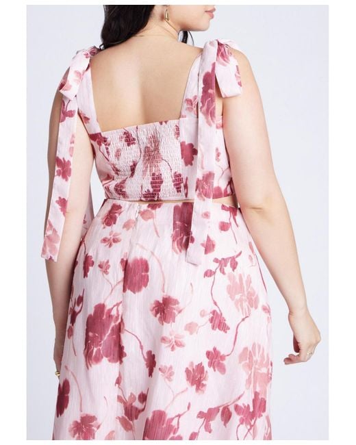 Eloquii Pink Plus Size Floral Crop Top