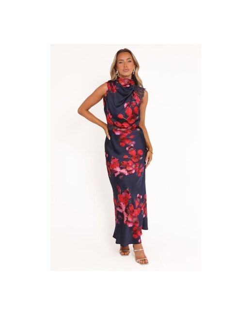 Petal & Pup Anabelle Halter Neck Lace Maxi Dress in Red | Lyst