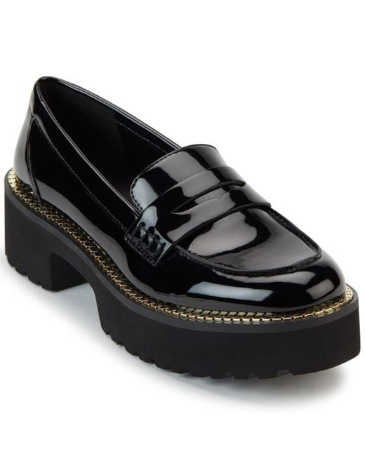 DKNY Black Alz Lug Sole Loafers