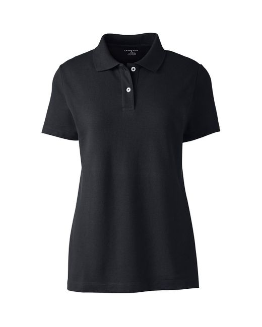 Lands' End Black Short Sleeve Basic Mesh Polo Shirt