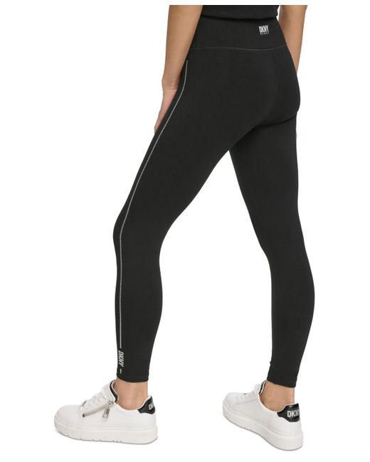 DKNY Black Sport High-rise Rhinestone-stripe 7/8 leggings