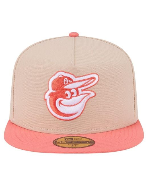 KTZ Pink Light Beige/coral Baltimore Orioles Two-tone Color Pack A-frame 59fifty Fitted Hat for men