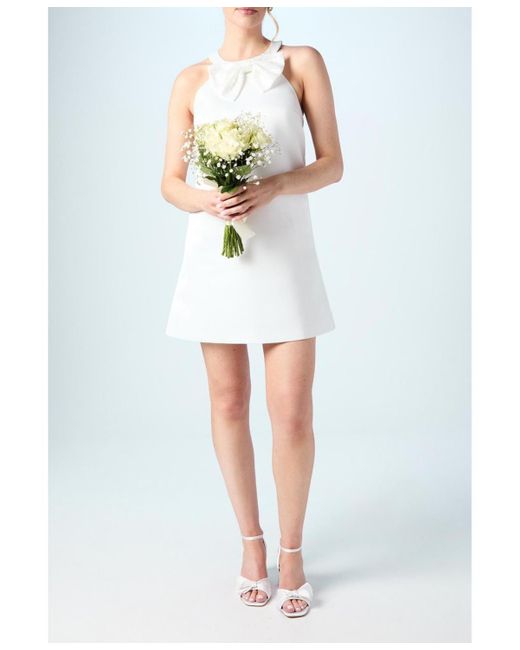 Coast White Sequin Bow Shift Bridal Mini Dress