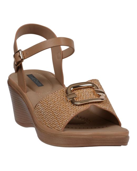 Gc Shoes Brown Fia Ankle Strap Wedge Sandals