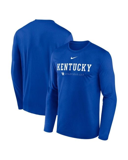 Nike Blue Kentucky Wildcats 2025 Courtside Basketball Shootaround Legend Dri-fit Long Sleeve T-shirt for men