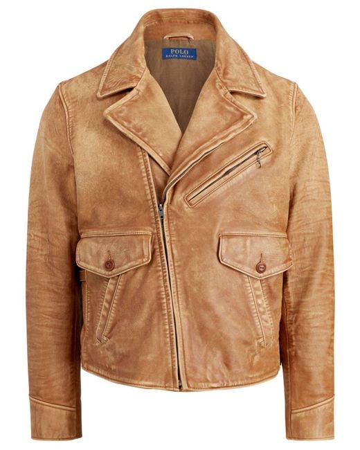 Polo Ralph Lauren Brown Leather Newsboy Jacket for men