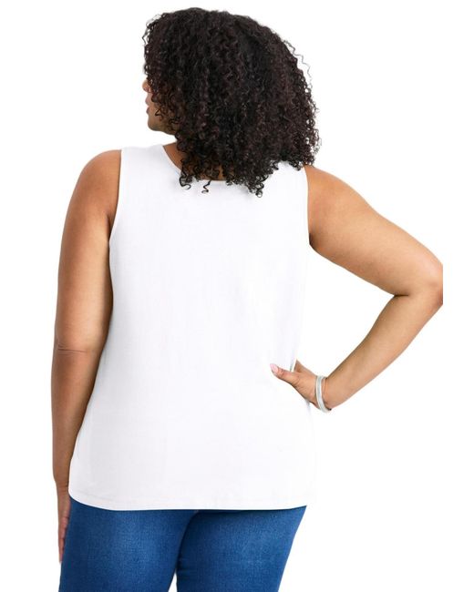 Avenue White Plus Size Basic Layering Tank