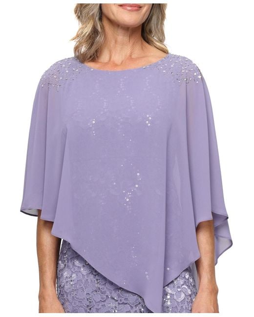 Sl Fashions Petite Round-neck Sequin Lace Cape Dress in Purple | Lyst Sl Fashions Petite Round-neck Sequin Lace Cape Dress in Purple | Lyst