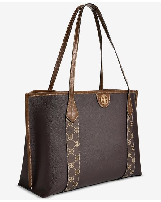 Giani Bernini Brown Extra Large Monogram Block Tote Bag