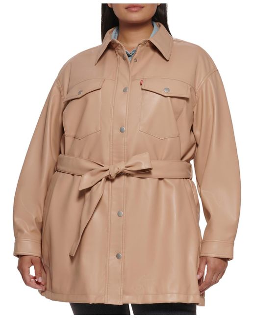 Levi's Brown Trendy Plus Size Belted Jacket