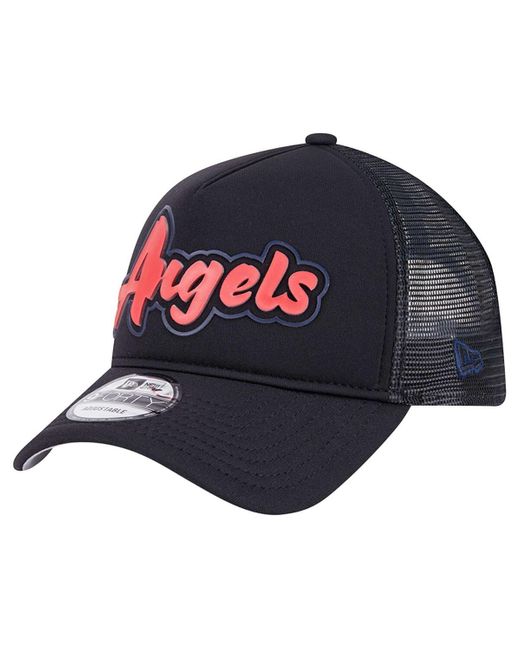KTZ Blue Los Angeles Angels Retro Bold A-frame Trucker 9forty Adjustable Hat for men