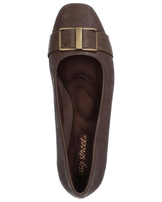 Easy Street Brown Keely Square Toe Ballet Flats