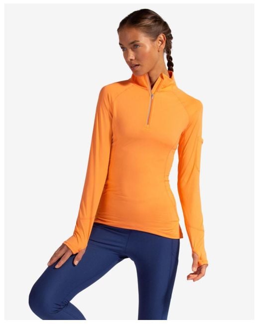 BloqUV Orange Upf 50+ Sun Protective Mock Zip Top