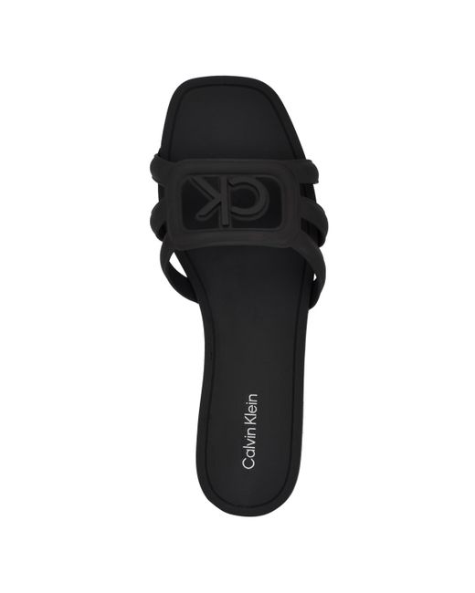 Calvin Klein Black Yoana Logo Slip-on Jelly Flat Sandals