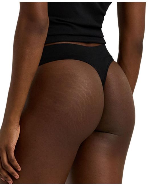 Ralph Lauren Black Seamless Stretch Jersey Thong Underwear 4l0010
