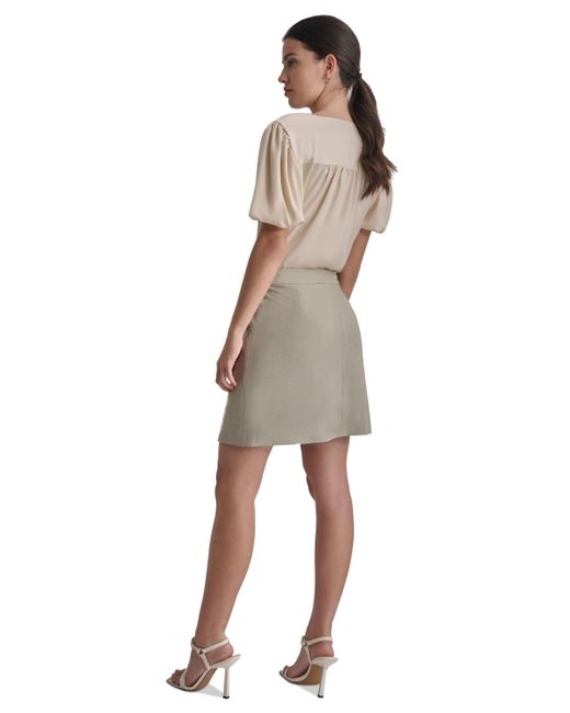 DKNY Natural Zip-front Slant-pocket Mini Skirt