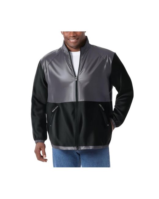 Kingsize Gray Big & Tall Explorer Plush Fleece Full-zip Fleece Jacket With Colorblocked Panel for men