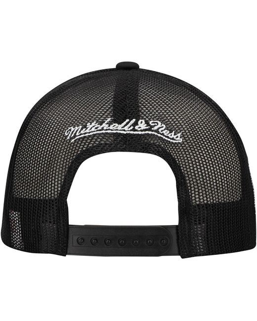 Mitchell & Ness Black Brooklyn Nets Script Trucker Adjustable Hat for men