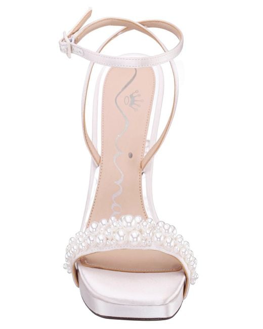 Nina White Evette Platform Block Heel Sandals