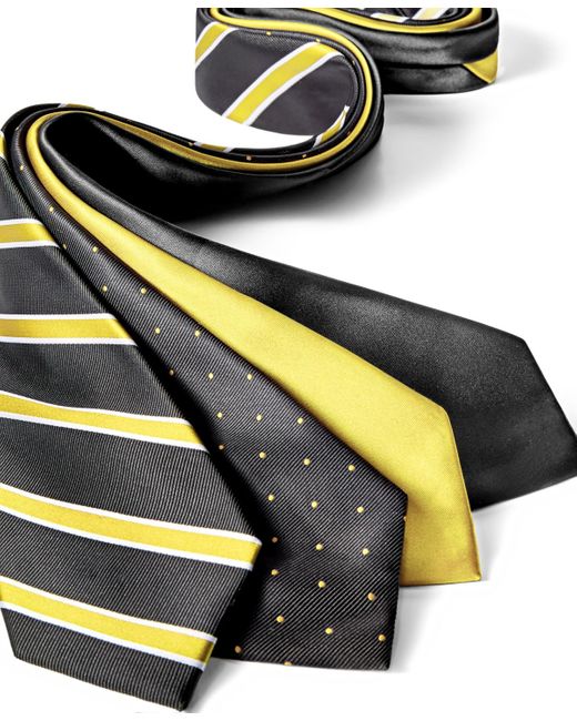 Tayion Collection Yellow Black & Solid Tie for men