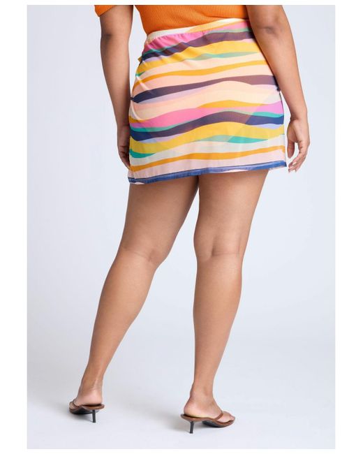 Eloquii Multicolor Plus Size Mesh Mini Skirt Cover-up