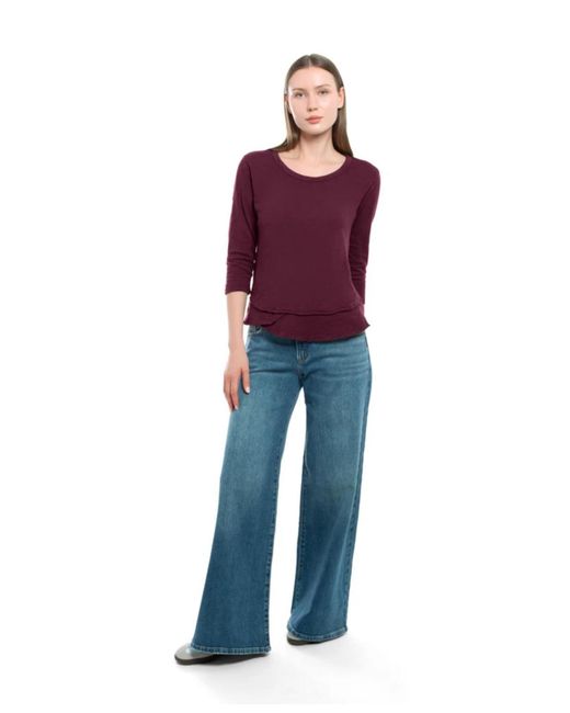 Wilt Purple Sleeve Mock Layer Tee