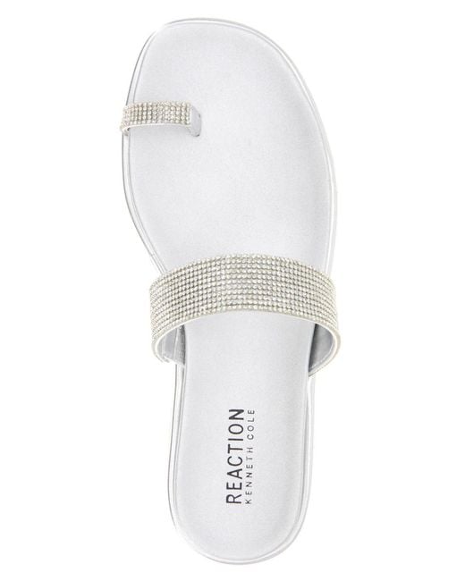 Kenneth Cole White Wilfred Toe Loop Flat Sandals