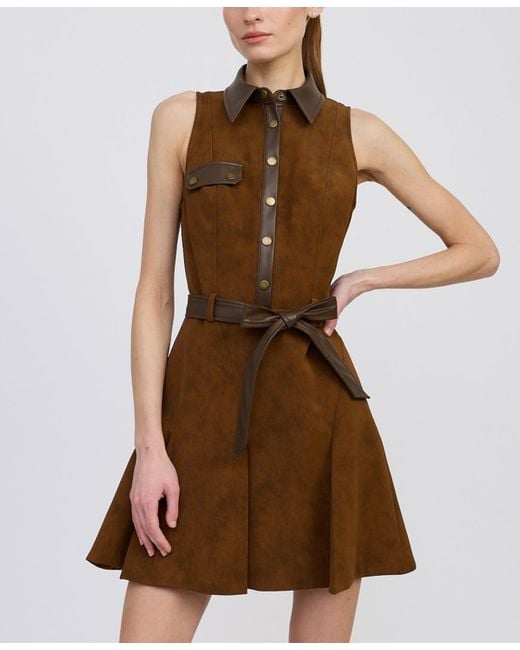 En Saison Brown Eloise Sleeveless A-line Mini Dress