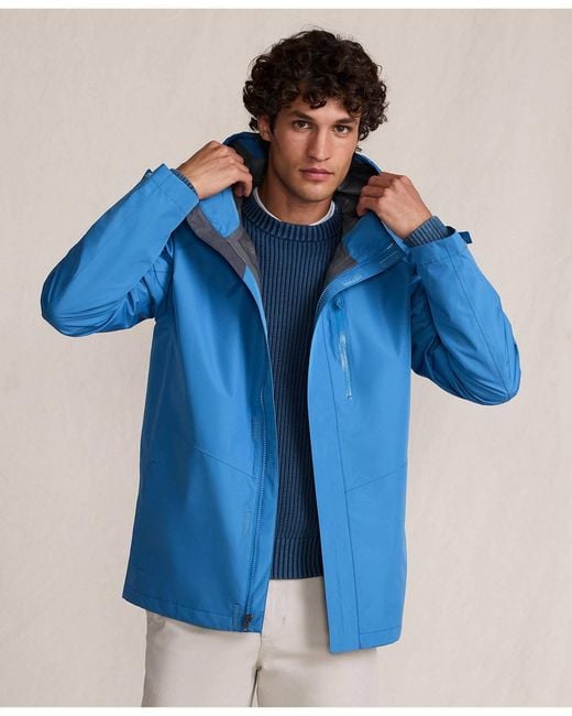 Lands' End Blue Squall Waterproof Packable Rain Jacket for men