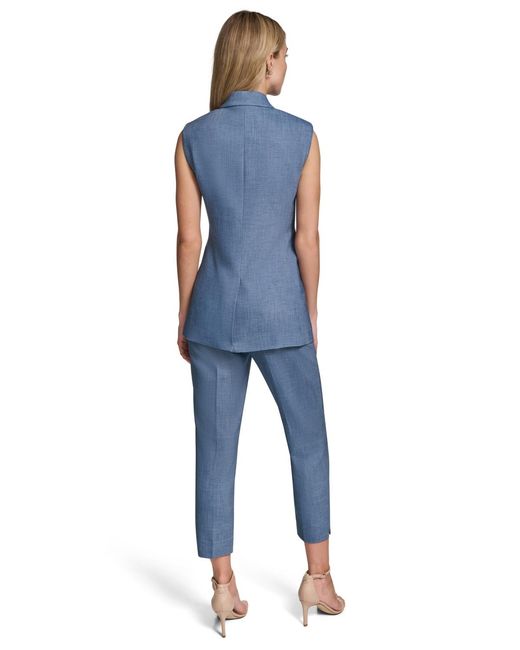 Calvin Klein Blue Petite Collared Front-button Vest