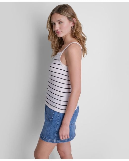 DKNY Blue Square Neck Tank Top