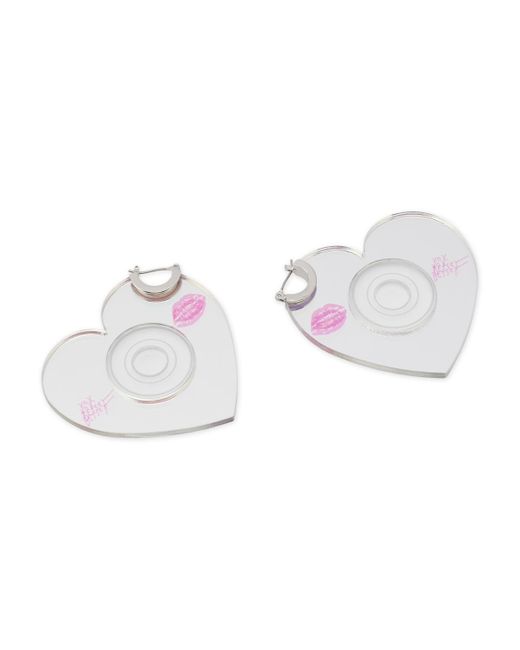 Betsey Johnson Multicolor Straight Heart Cd Hoop Earrings