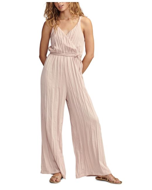Lucky Brand Natural Pleated Satin Jumpsuit