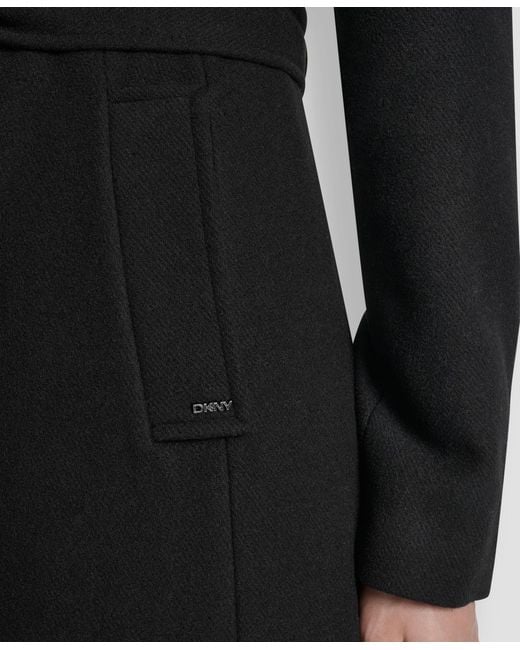 DKNY Black Collared Neck Belted Coat
