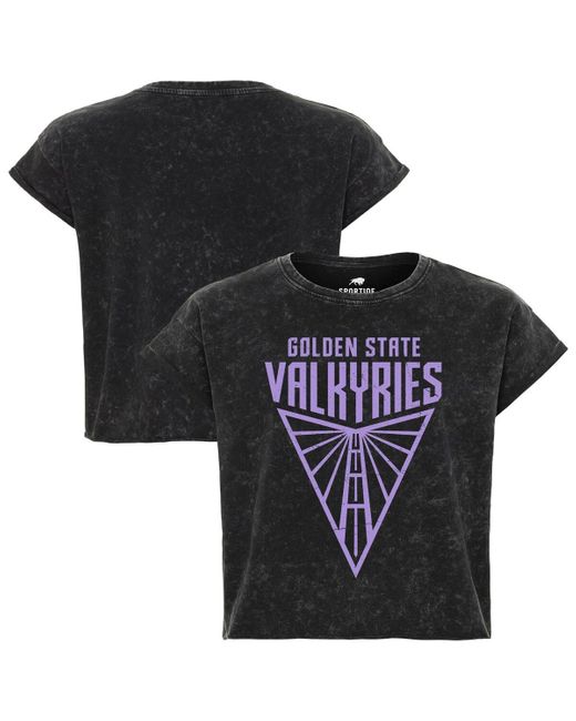 Sportiqe Black Â Golden State Valkyries Rock Roll Collection Gwen Mineral Wash Cropped T-shirt