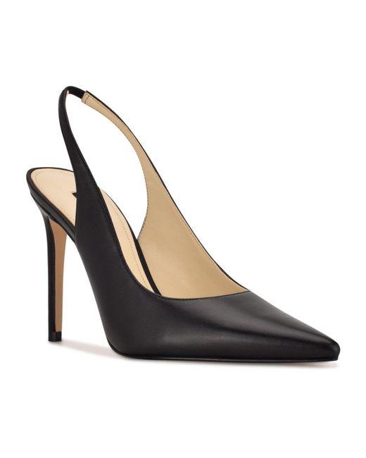 Nine West Leather Feather Slingback Pumps in Black Leather (Black) | Lyst