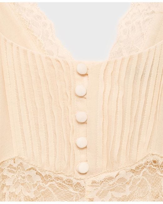 Mango Lace Camisole Dress in Natural | Lyst
