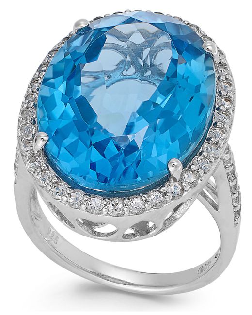 Macy's Blue And White Topaz Ring In Sterling Silver (20 Ct. T.w.)(also Available In Prasiolite And Smoky Quartz)
