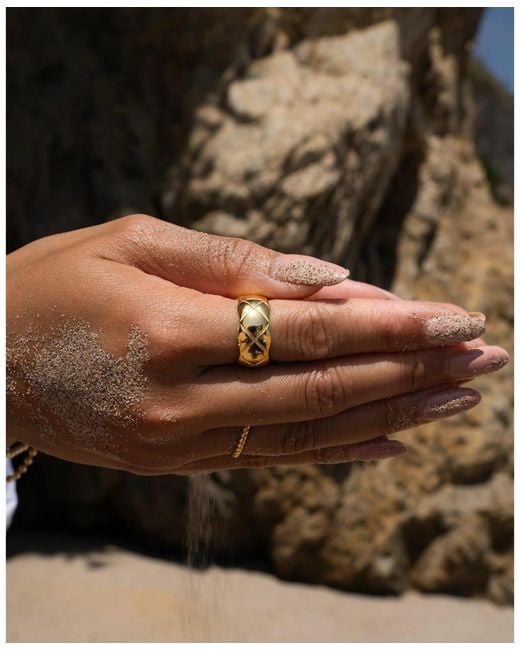 Zoe Lev Metallic Quilted Ring