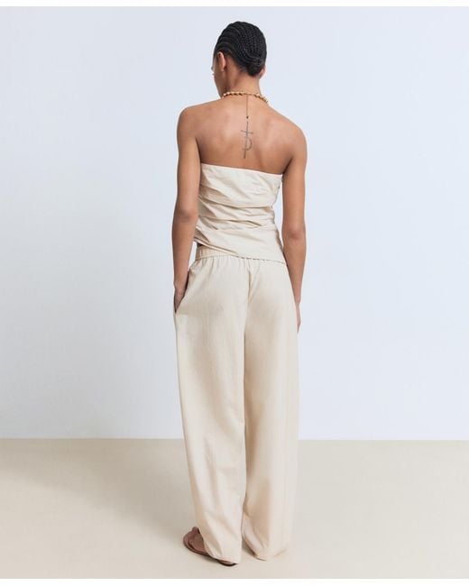 Mango White Asymmetrical Strapless Top