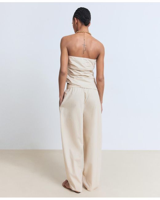 Mango White Asymmetrical Strapless Top
